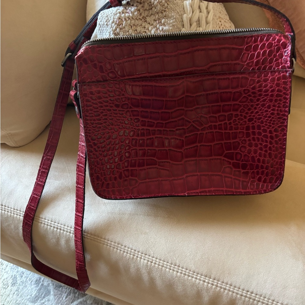 Patricia Nash Red Crossbody Bag with Crocodile Texture